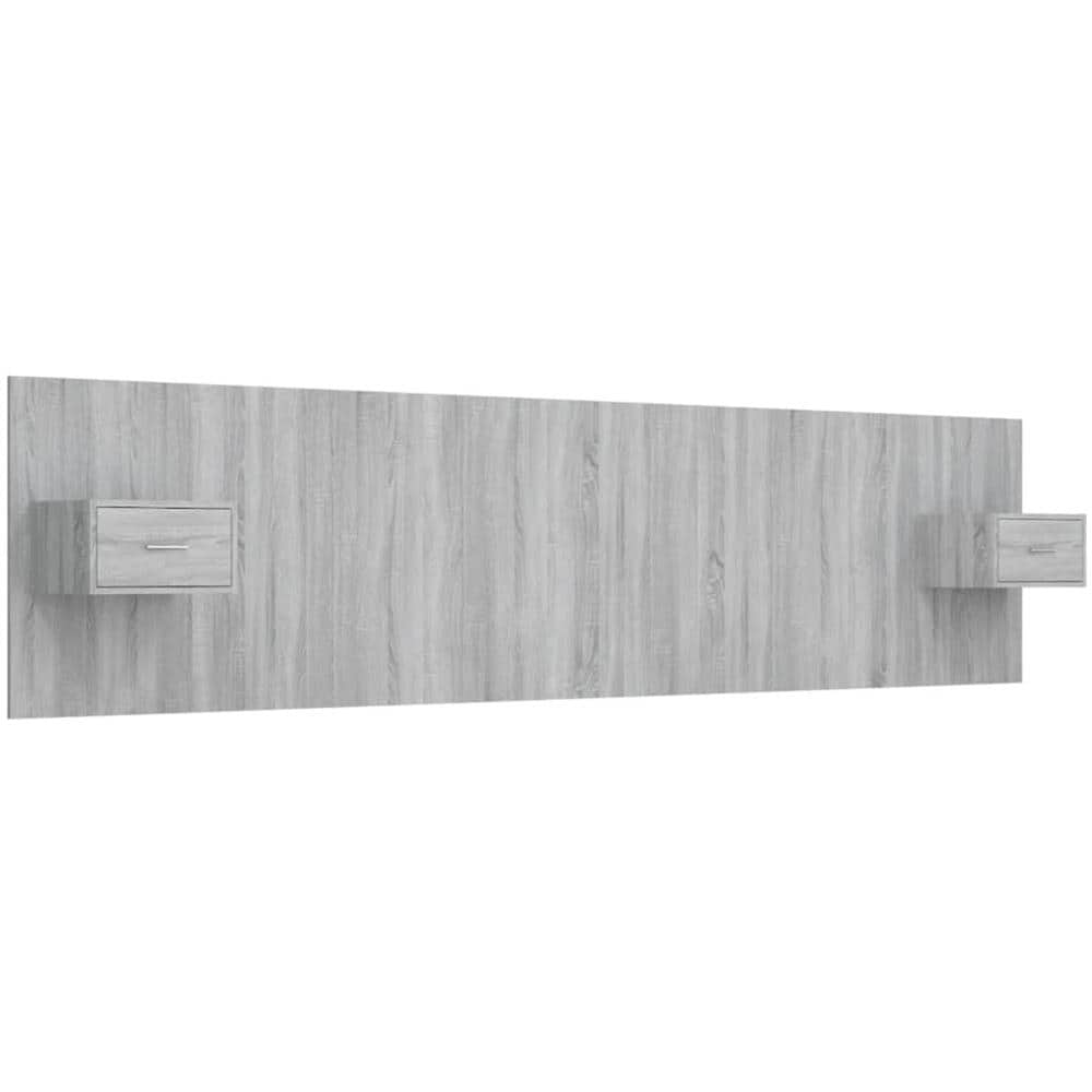 Testiera Letto Con Comodini In Legno Multistrato Grigio Sonoma - Foto 2