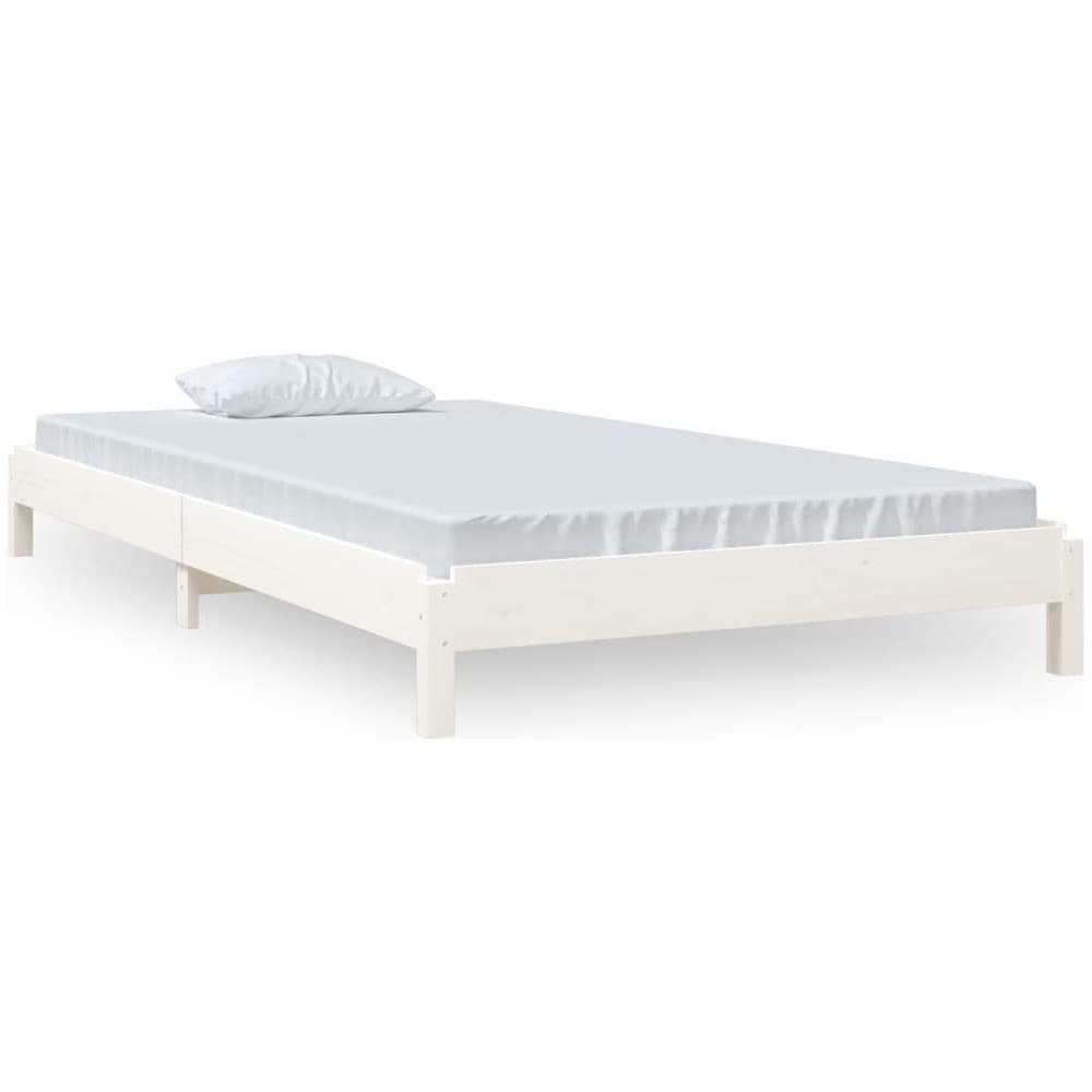 Letto Impilabile Bianco 100x200cm In Legno Massello Di Pino - Foto 1