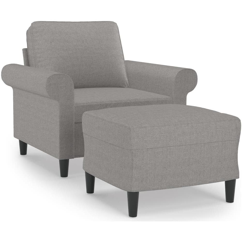 Poltrona Con Poggiapiedi Grigio Chiaro 60 Cm In Tessuto - Foto 2