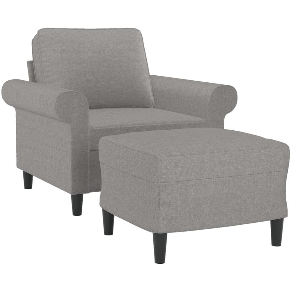 Poltrona Con Poggiapiedi Grigio Chiaro 60 Cm In Tessuto - Foto 3