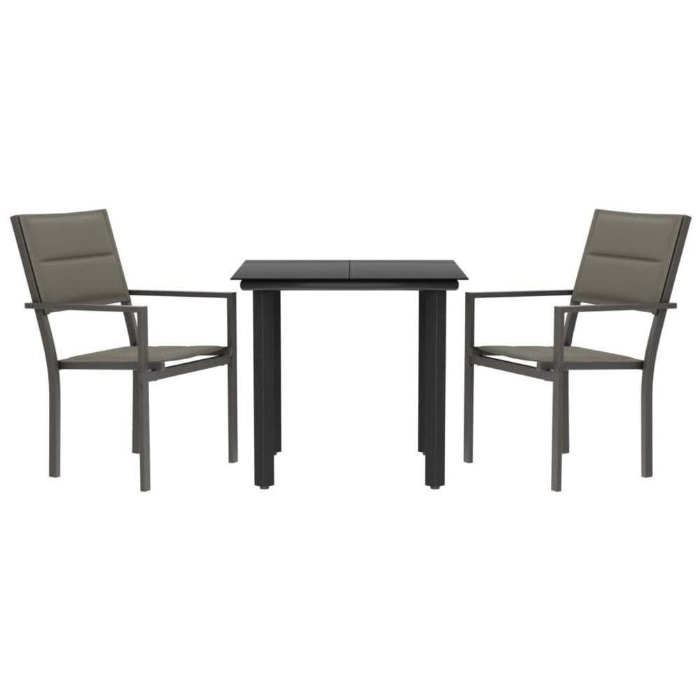 Set Da Pranzo Da Giardino 3 Pz Nero In Acciaio E Textilene - Foto 2