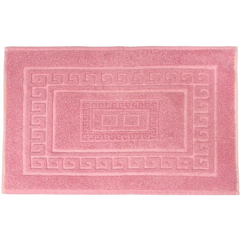 Tappeto Bagno Doccia Spugna Tinta Unita Torino Tappetino Super Assorbente In Cotone Pelo Corto Con Greca 60x90 Rosa - Foto 1