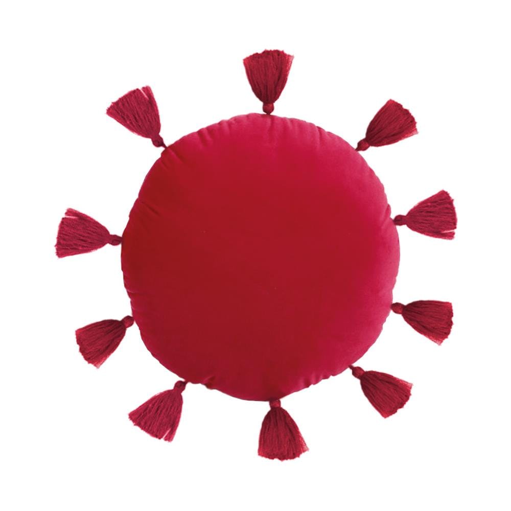 Cuscino Arredo Decorativo Imbottito Velluto Tinta Unita Rotondo Sunshine Sunshine Rosso - Foto 1