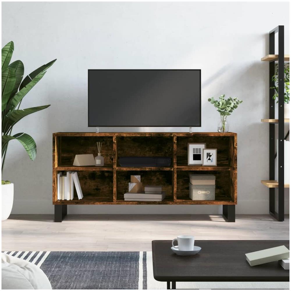 Mobile Porta Tv Rovere Fumo 103,5x30x50 Cm In Legno Multistrato - Foto 1