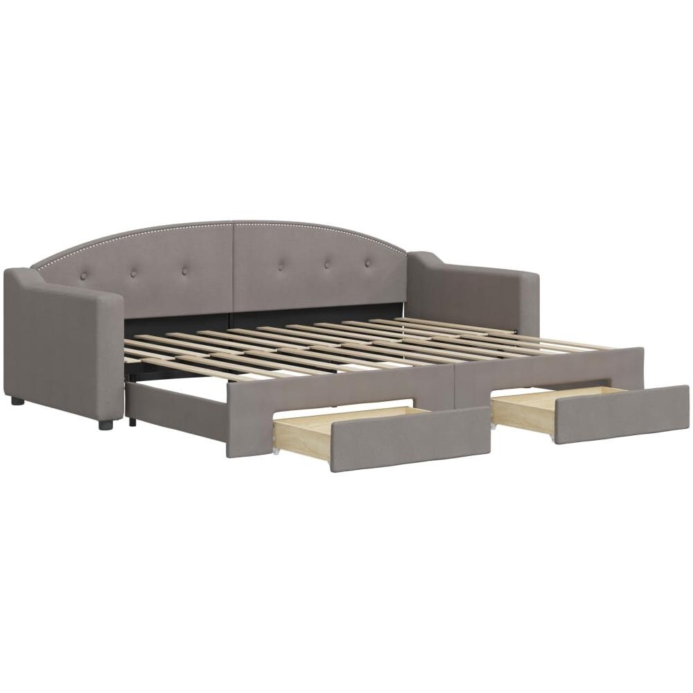 Divano Letto Estraibile Con Cassetti Tortora 80x200 Cm Tessuto - Foto 1