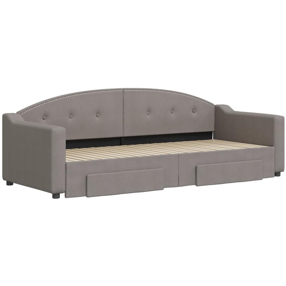 Divano Letto Estraibile Con Cassetti Tortora 80x200 Cm Tessuto - Foto 2