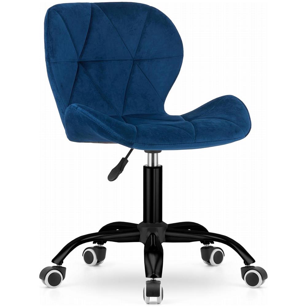 Sedia girevole in velluto NOTO blu navy, design ergonomico - Foto 1