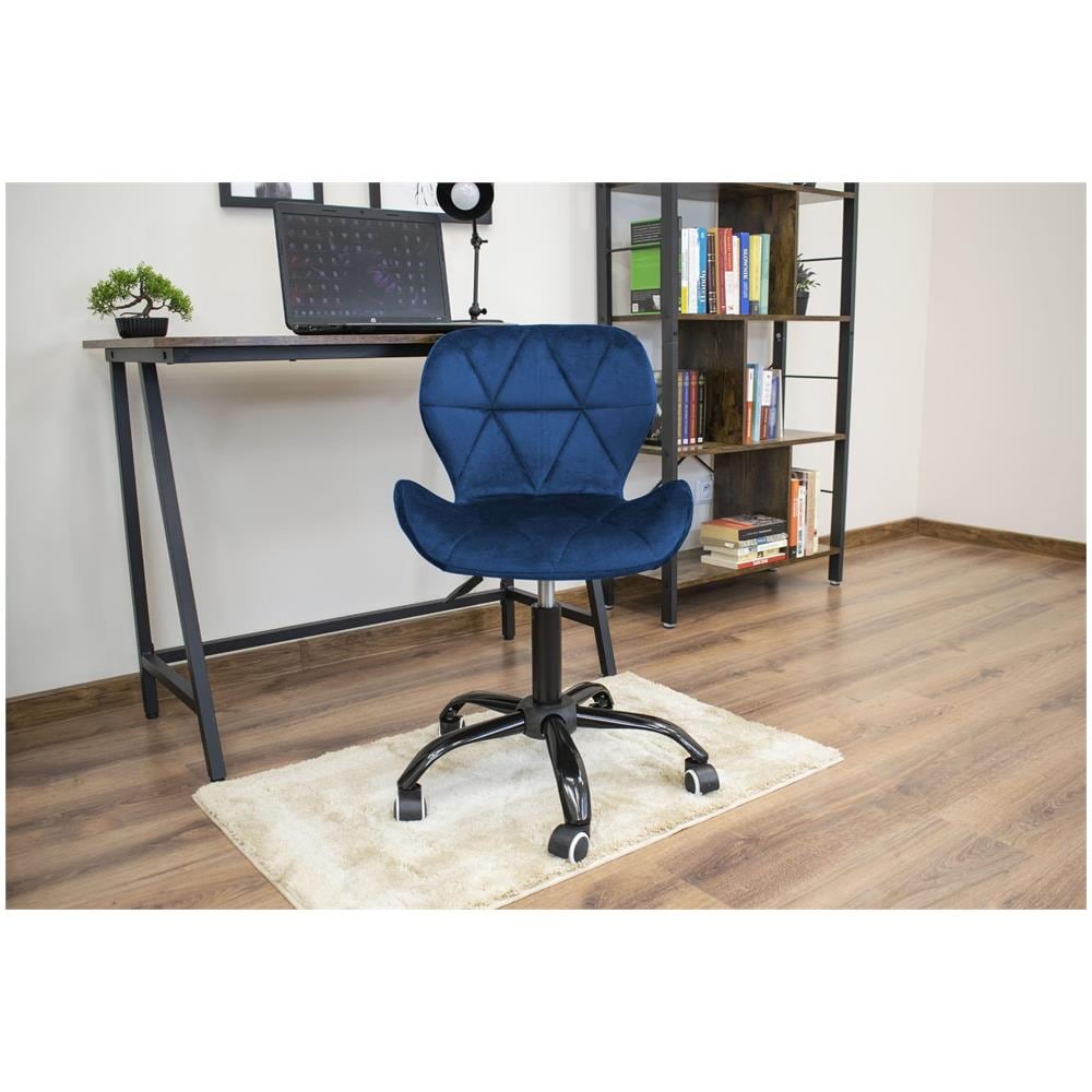 Sedia girevole in velluto NOTO blu navy, design ergonomico - Foto 10