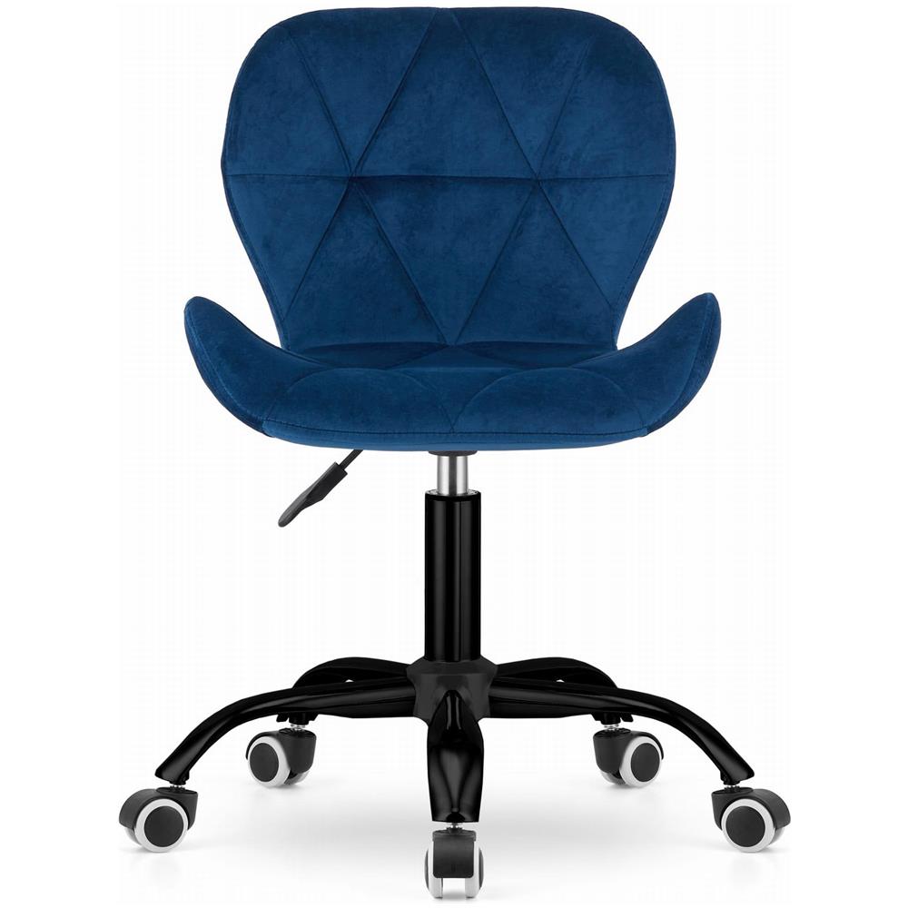 Sedia girevole in velluto NOTO blu navy, design ergonomico - Foto 2