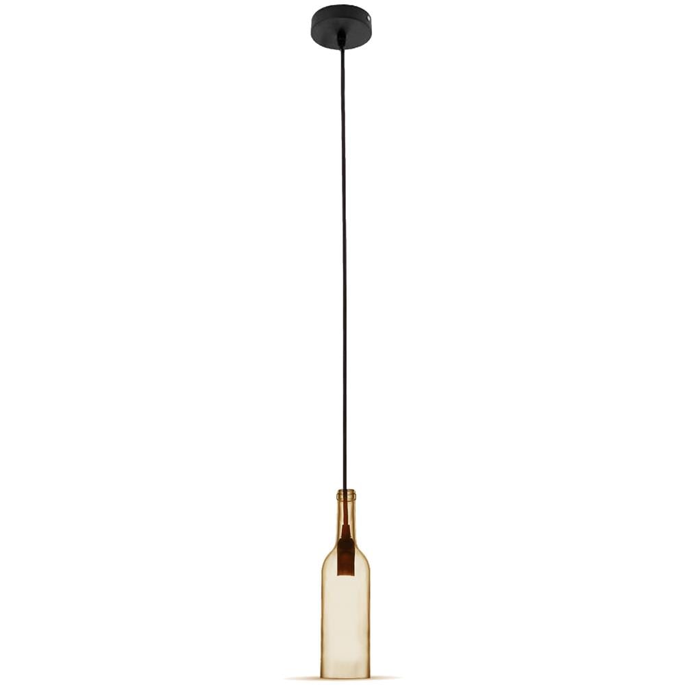 Lampadario Pendente A Sospensione Bottiglia Vetro Ambra E14 Vt-7558 - Foto 1