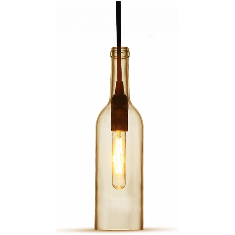 Lampadario Pendente A Sospensione Bottiglia Vetro Ambra E14 Vt-7558 - Foto 3
