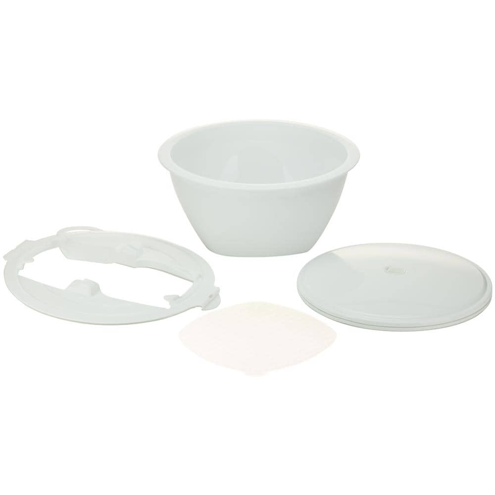 Multimaker + Placca in bianco - Insalatiera con coperchio per cottura a vapore - Ciotola per alimenti freschi sottovuoto | bianco - Foto 1