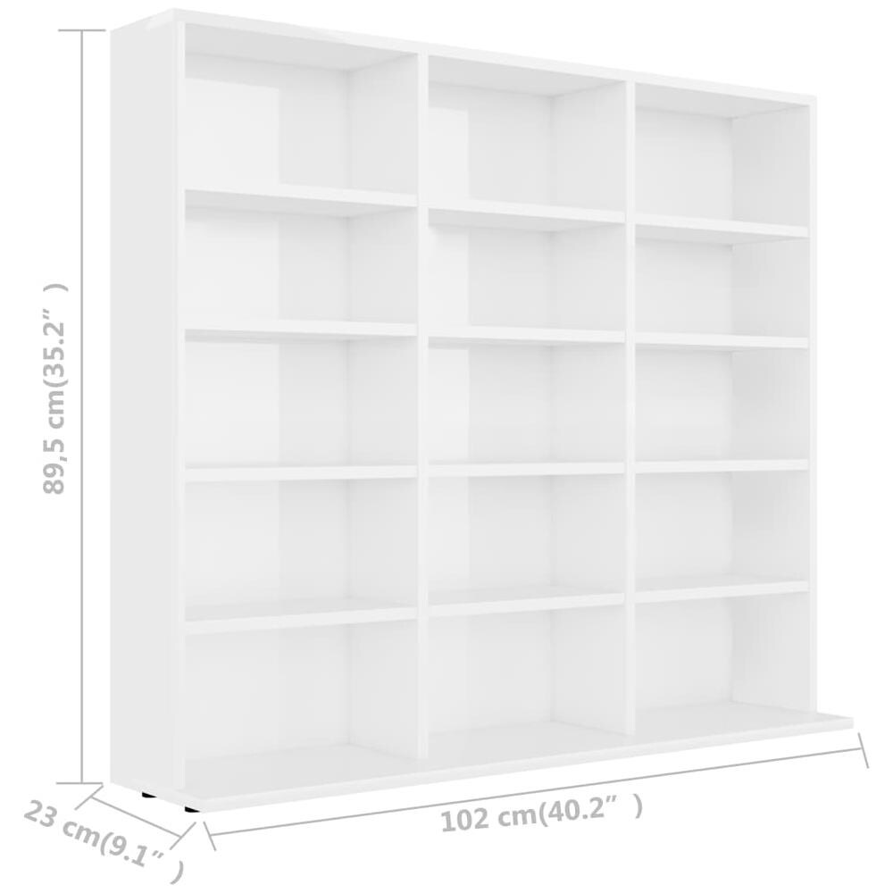 Mobile Porta CD Bianco Lucido 102x23x89,5 cm Legno Multistrato - Foto 12