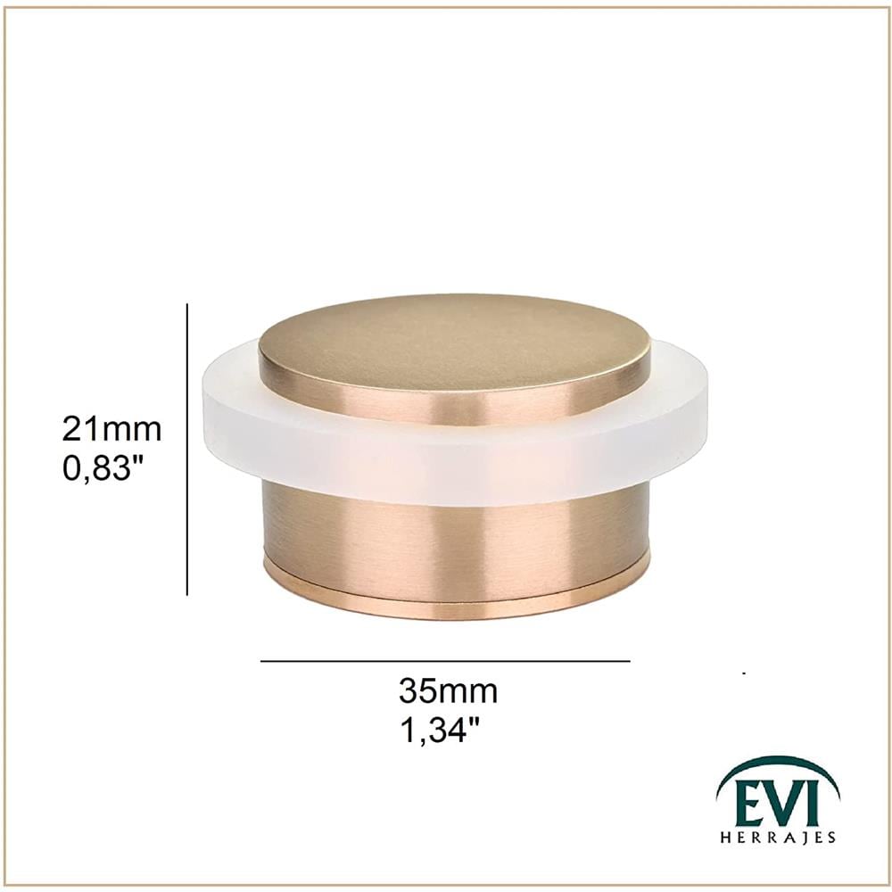 Arresto Della Porta Adesiva Con Base Filettata, Ottone Opaco, Gomma Bianca, Ref. i-203 / 35x19-b-dual-lmt - Foto 3