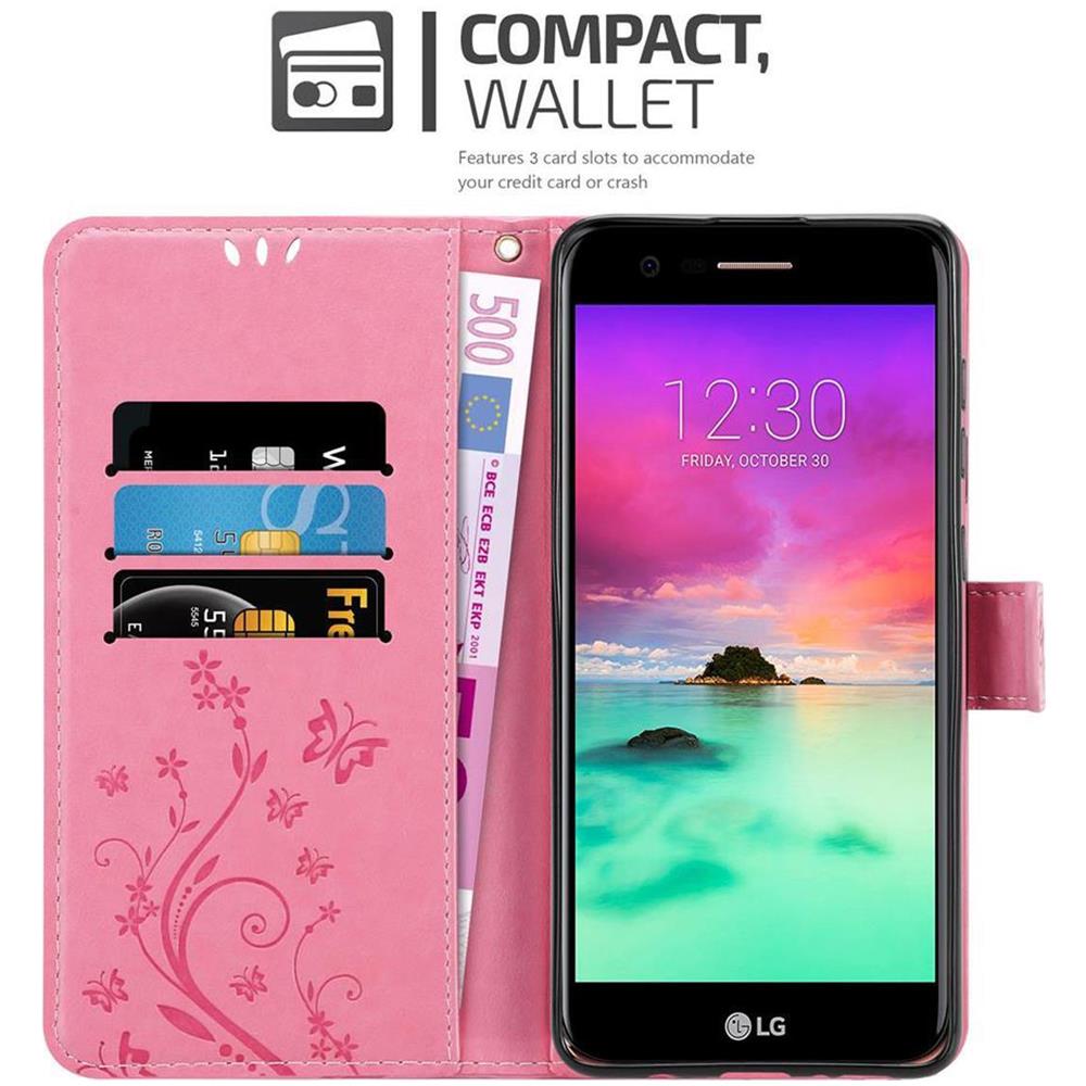 Custodia Compatibile Con Lg K10 2018 In Rosa Fiore - Coperchio Protettivo In Design Floreale Con Chiusura Magnetica, Funzione Stand E Slot Per Carte - Foto 2