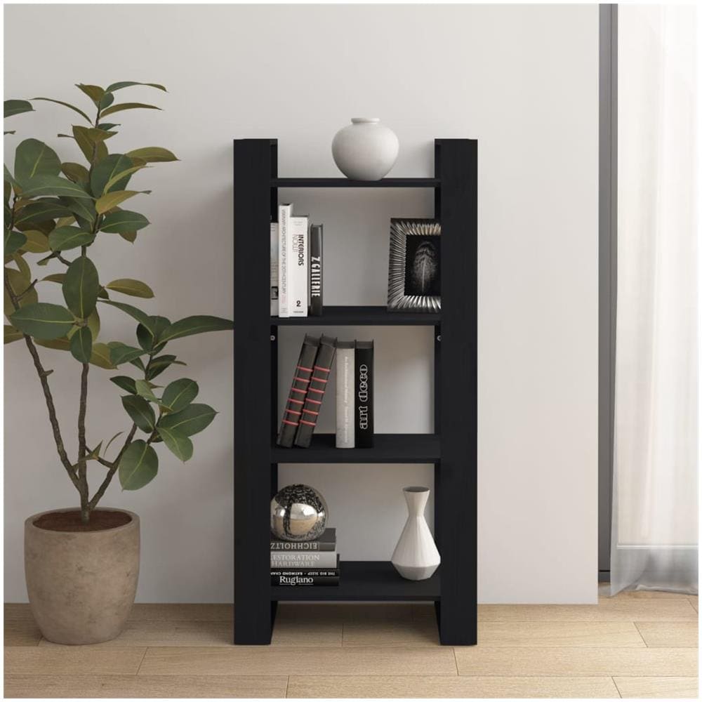 Libreria / divisorio Nero 80x35x125 Cm Legno Massello - Foto 1