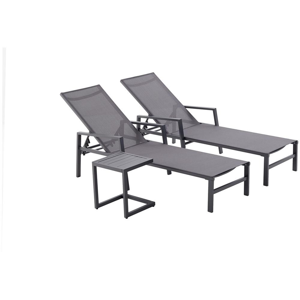 Set Di 2 Sdraio Con Tavolino Grigio Scuro Bari - Foto 1