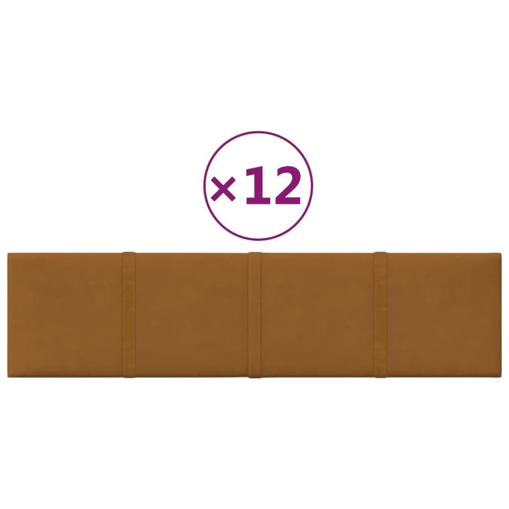 Pannelli Murali 12 Pz Marroni 60x15 Cm Velluto 1,08 M - Foto 2