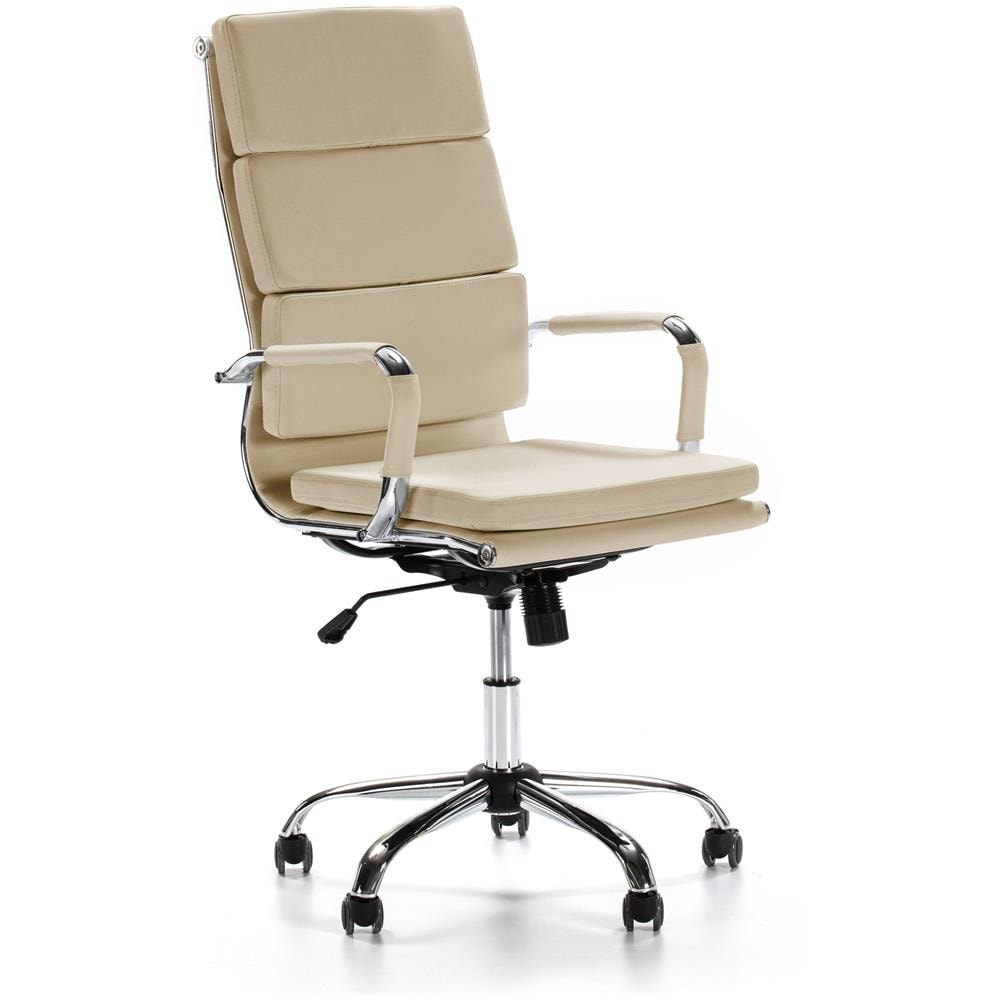 Sedia Da Ufficio Morgan Reclinabile Taupe, Ecopelle, Sedia Executive Con Poggiatesta Imbottito, Altezza Regolabile, Design Ergonomico - Foto 1