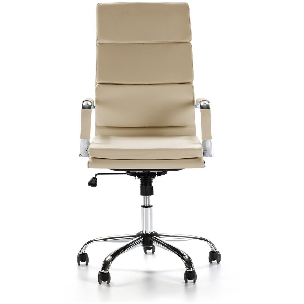 Sedia Da Ufficio Morgan Reclinabile Taupe, Ecopelle, Sedia Executive Con Poggiatesta Imbottito, Altezza Regolabile, Design Ergonomico - Foto 2