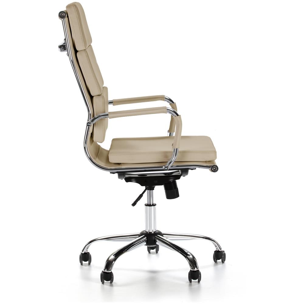 Sedia Da Ufficio Morgan Reclinabile Taupe, Ecopelle, Sedia Executive Con Poggiatesta Imbottito, Altezza Regolabile, Design Ergonomico - Foto 3