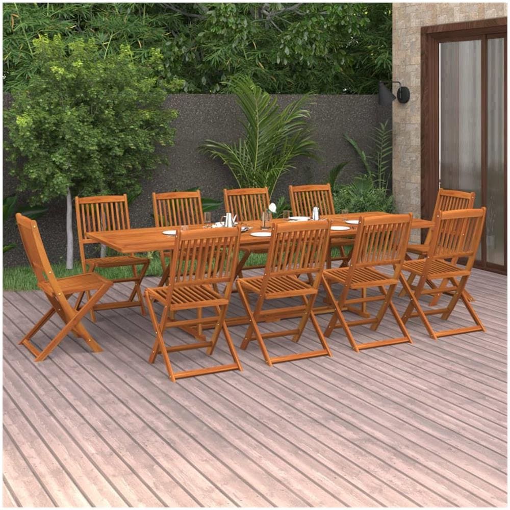 Set da Pranzo da Giardino 11 pz 280x90x75 cm Massello di Acacia - Foto 1