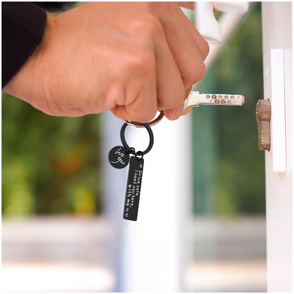 Portachiavi ""guidare Sicuri"" In Acciaio Inox Black - Foto 2