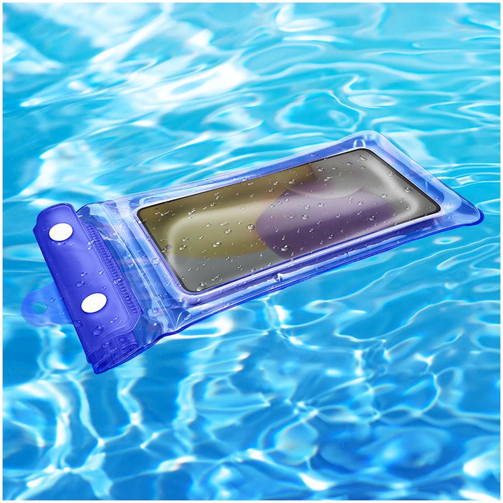 Pochette Impermeabile Universale Per Smartphone Con Laccetto Blu E Trasparente - Foto 4