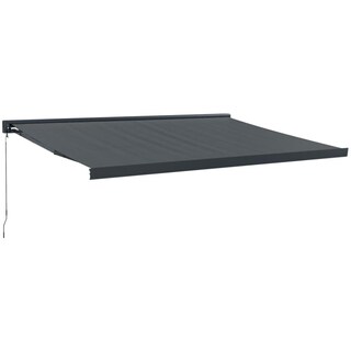 Tenda Da Sole Retrattile Manuale VidaXL Con LED - 4,5x3,5 M, Tessuto Antracite, Struttura In Alluminio, Grigio