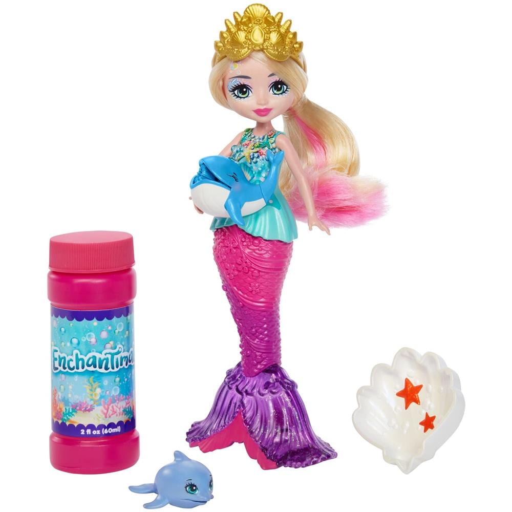 Enchantimals Bubblina Atlantia Sirena Bubble Maker Doll (7 Pollici) Con Figura Di Animale Delfino, Ottimo Regalo Per Bambini Dai 3 Anni In Su - Foto 1