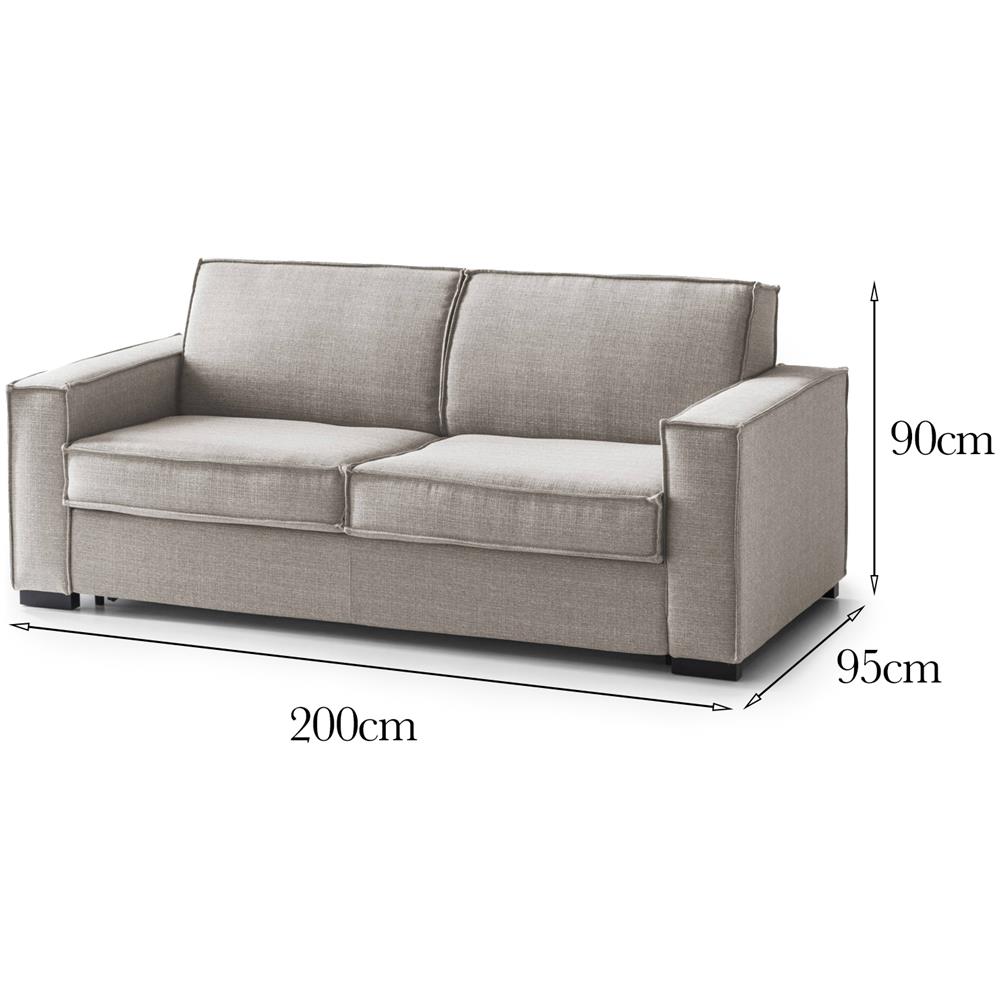 Divano Fisso Alba, Divano A 3 Posti, 100% Made In Italy, Sofà Soggiorno In Tessuto, Con Braccioli Slim, Cm 200x95h90, Tortora - Foto 4