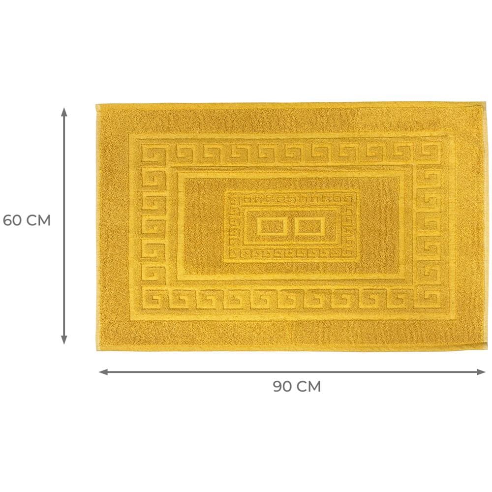 Tappeto Bagno Doccia Spugna Tinta Unita Torino Tappetino Super Assorbente In Cotone Pelo Corto Con Greca 60x90 Senape - Foto 5