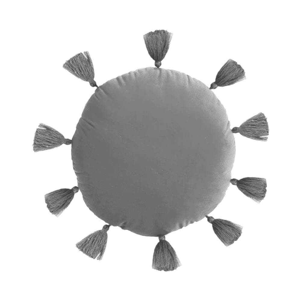 Cuscino Arredo Decorativo Imbottito Velluto Tinta Unita Rotondo Sunshine Sunshine Grigio - Foto 1