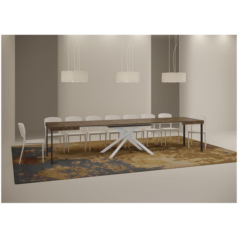 Tavolo allungabile 90x120/380 cm Karida noce gambe bianche - Foto 4