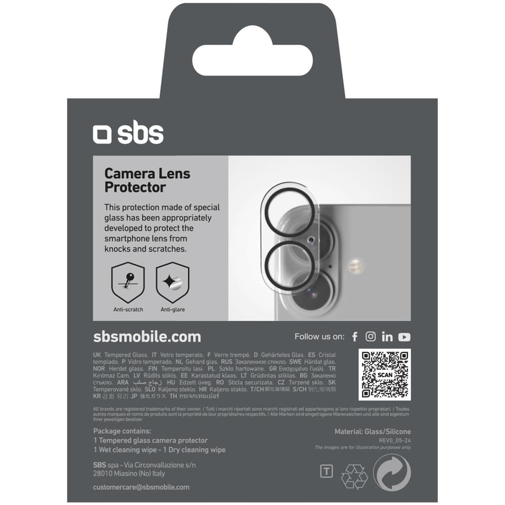 Sbs Tecamglip16k Protezione Per Lo Schermo E Il Retro Dei Telefoni Cellulari Protezione Per Obiettivo Della Fotocamera Apple 1 Pz - Foto 3