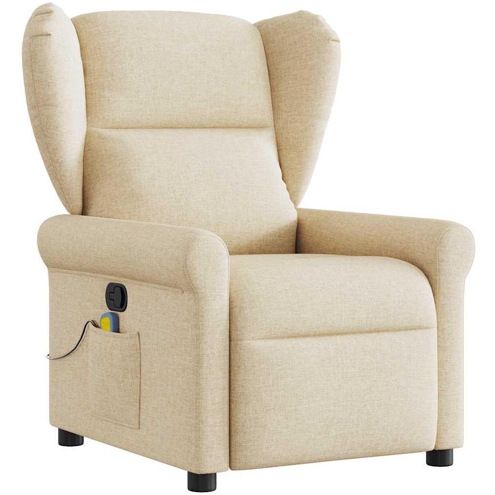 Poltrona Massaggiante Reclinabile Crema in Tessuto - Foto 1