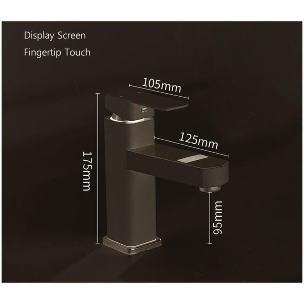 Rubinetto per lavabo da bagno, Blackswan, tipo M213, modello nero /oro, con display LCD, dimensioni 17,5 cm - Foto 2