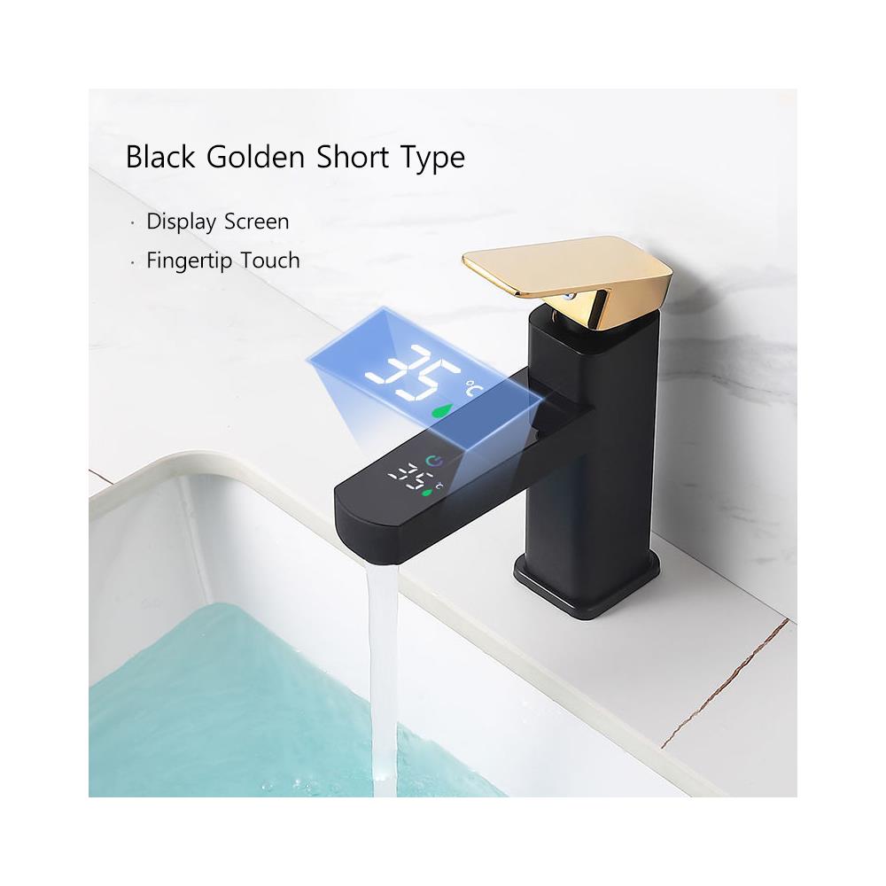 Rubinetto per lavabo da bagno, Blackswan, tipo M213, modello nero /oro, con display LCD, dimensioni 17,5 cm - Foto 4
