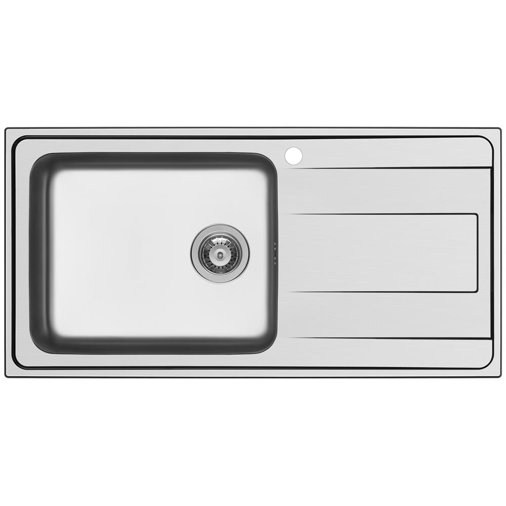 Lavello WAVD100LSX 1 Vasca Sx + Gocciolatoio bordo semifilo fast fix guarnizione già installata dimensioni 100x50 cm colore Acciaio Inox serie Wawe - Foto 1