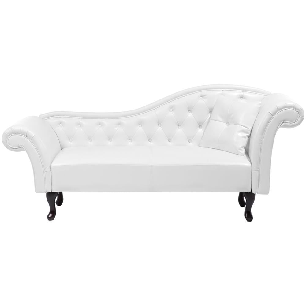 Chaise Longue Vintage Destra In Pelle Sintetica Bianca Lattes - Foto 1