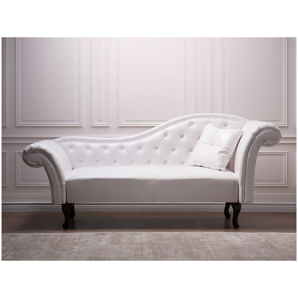 Chaise Longue Vintage Destra In Pelle Sintetica Bianca Lattes - Foto 2