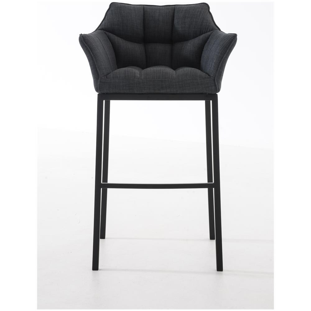 Sgabello DAMASO B con Telaio a 4 Gambe Nero, in Tessuto Grigio Scuro Telaio Nero Opaco - Foto 2