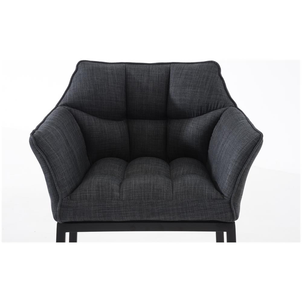 Sgabello DAMASO B con Telaio a 4 Gambe Nero, in Tessuto Grigio Scuro Telaio Nero Opaco - Foto 5