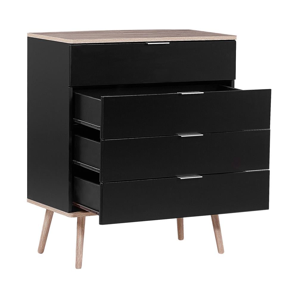 Cassettiera Colore Nero / Legno Chiaro 4 Cassetti Walpi - Foto 2