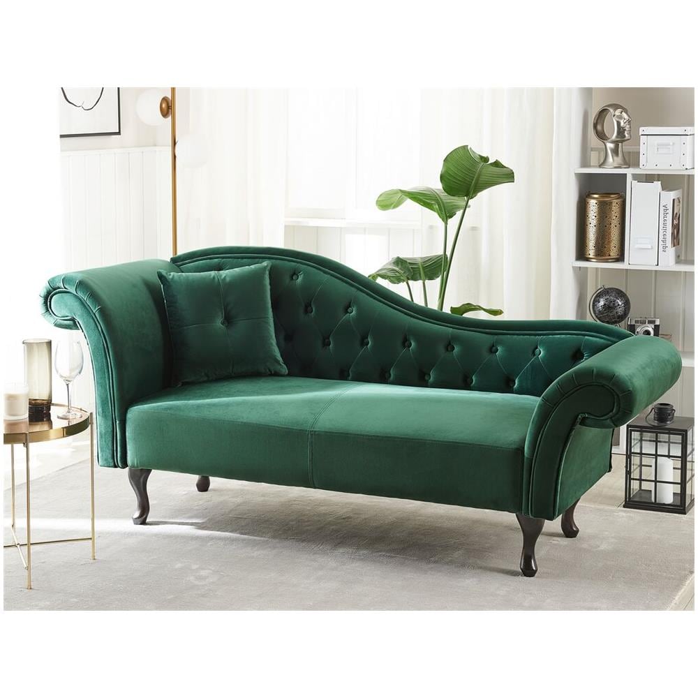 Chaise Longue Per Lato Sinistro In Velluto Verde Scuro Lattes - Foto 2