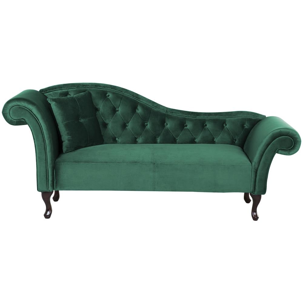 Chaise Longue Per Lato Sinistro In Velluto Verde Scuro Lattes - Foto 1