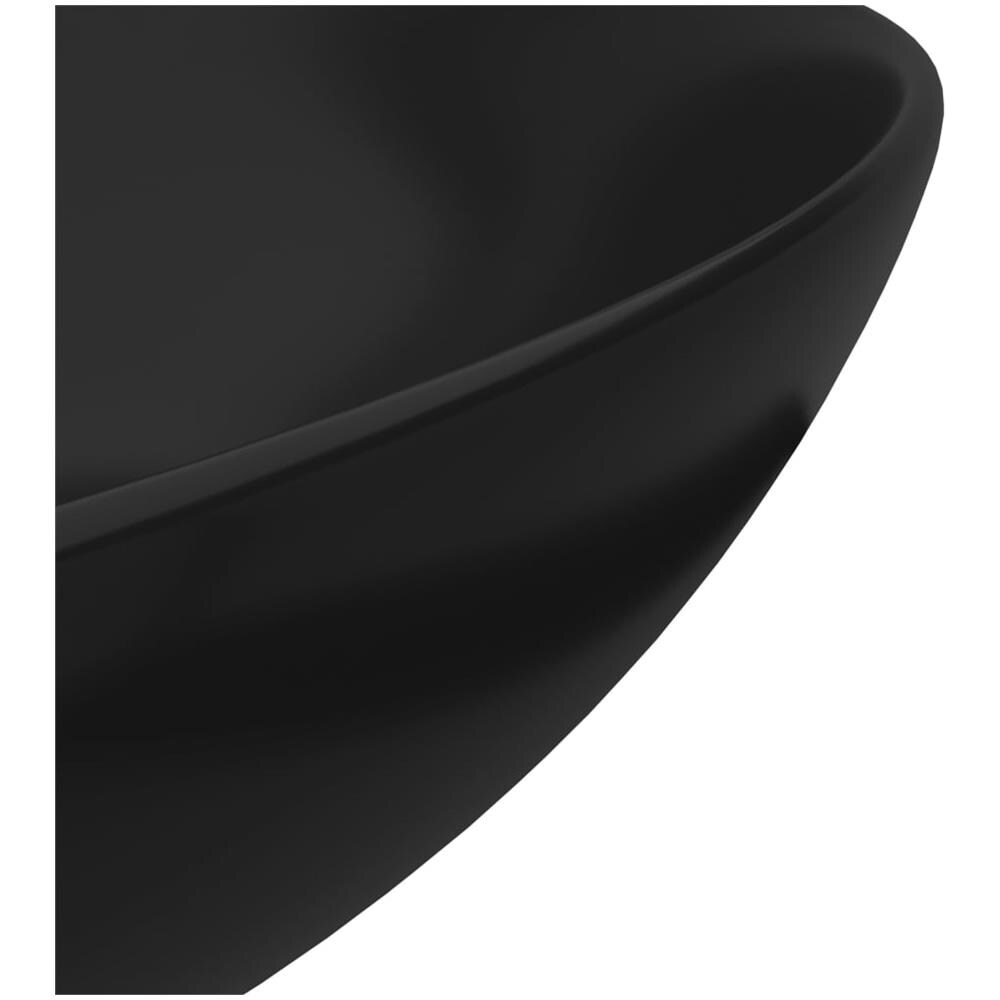 Lavandino Da Bagno In Ceramica Nero Opaco Rotondo - Foto 2