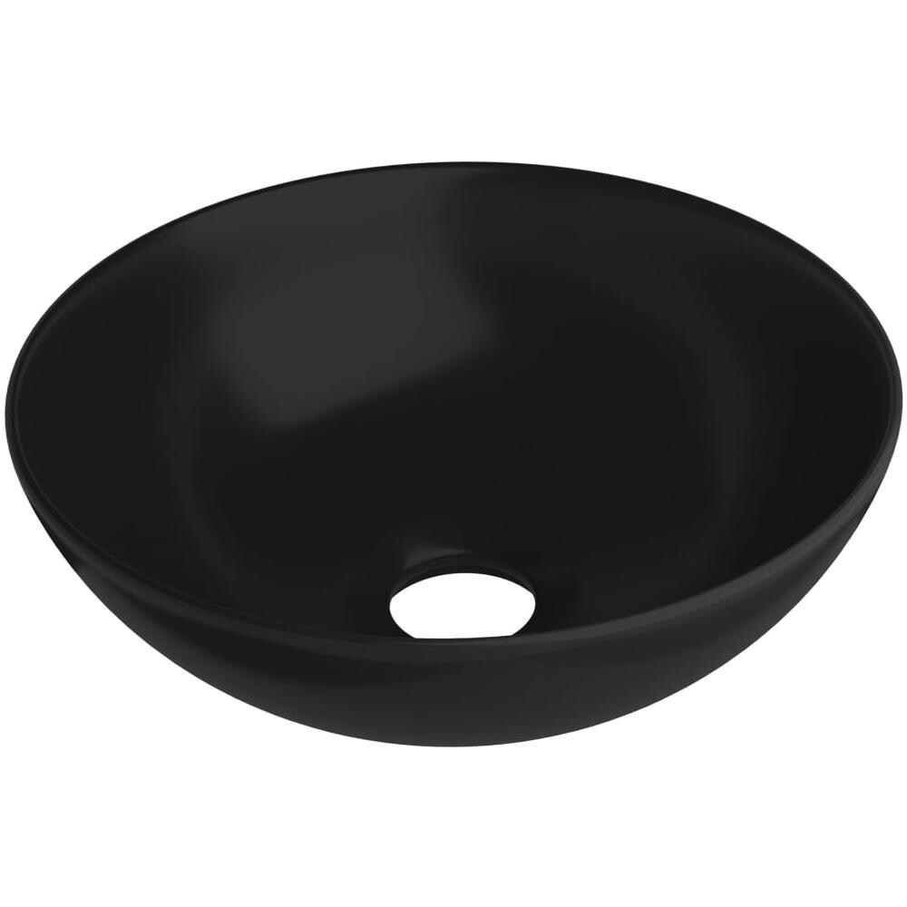 Lavandino Da Bagno In Ceramica Nero Opaco Rotondo - Foto 1