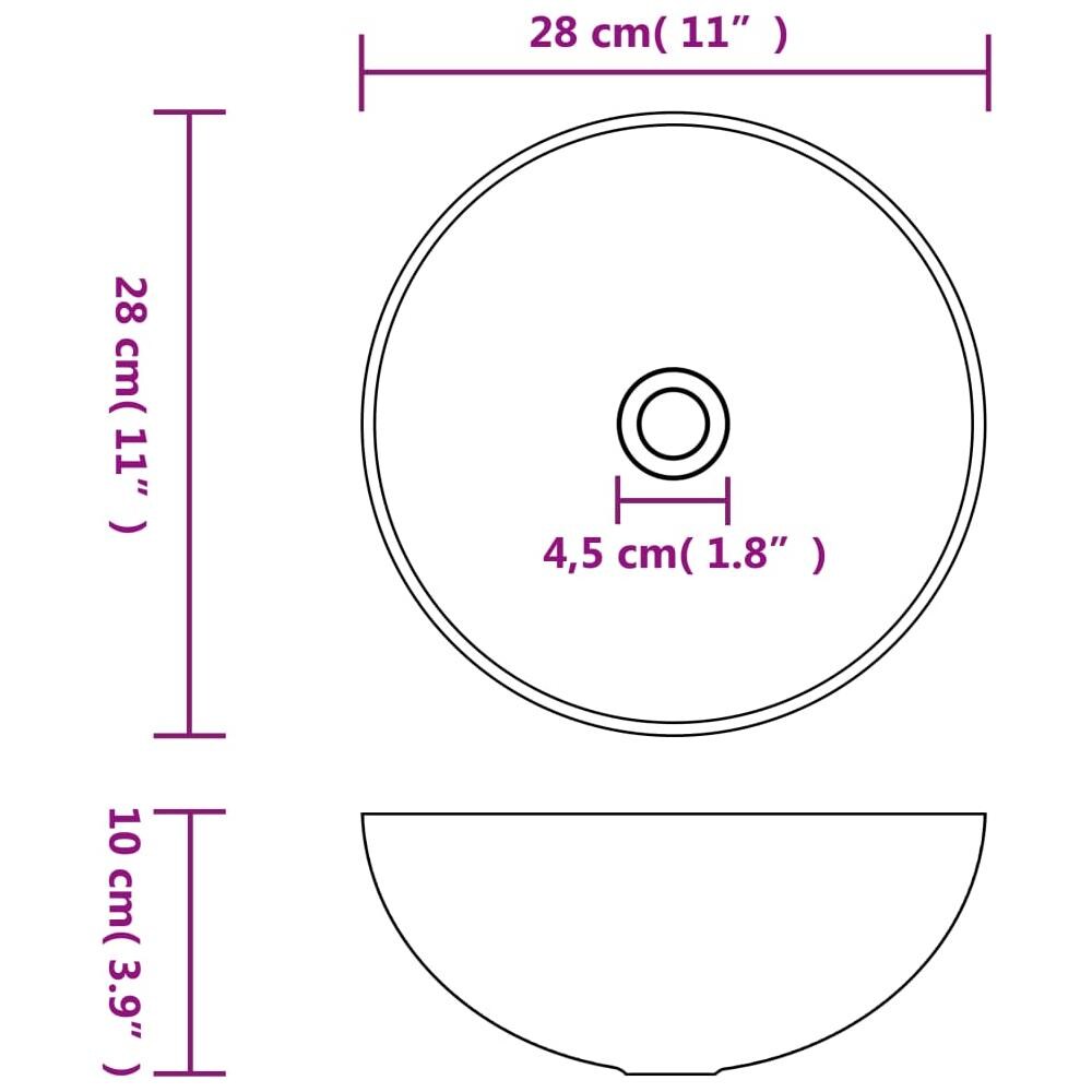 Lavandino Da Bagno In Ceramica Nero Opaco Rotondo - Foto 5