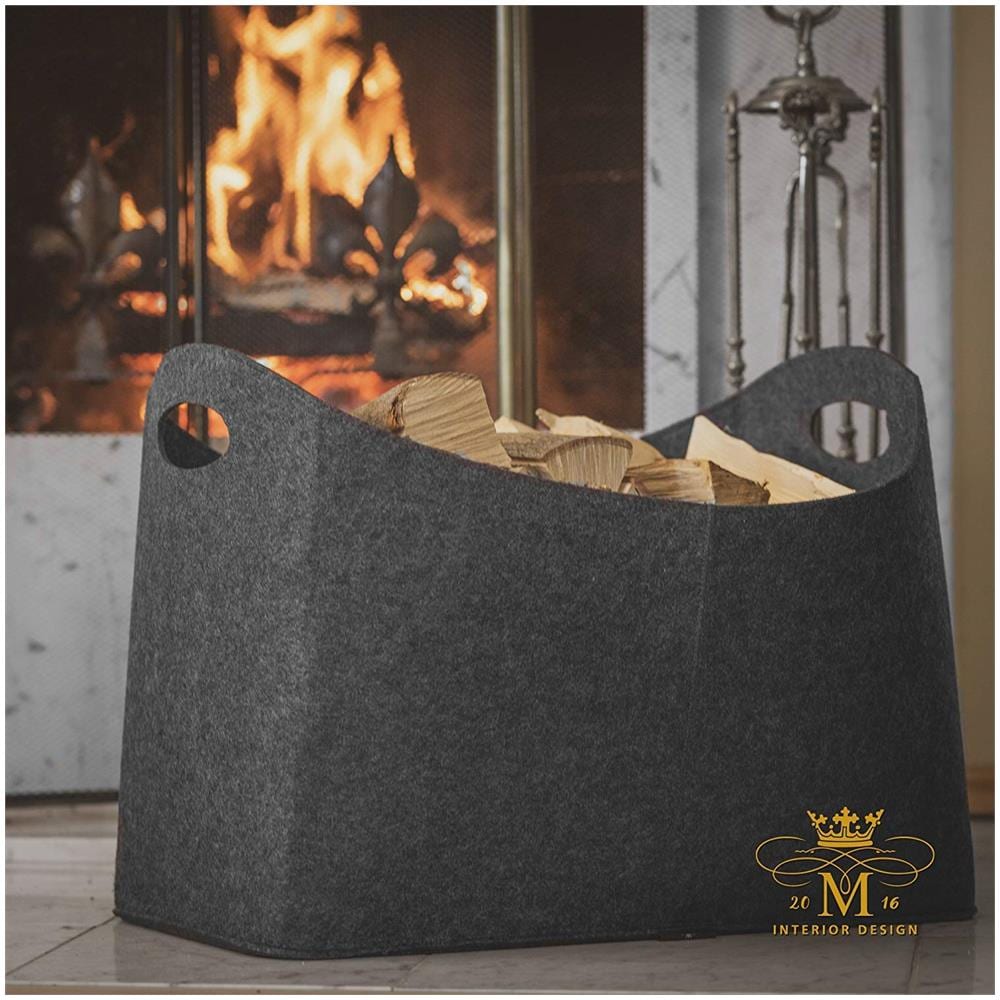 Feltro Legna Carrello Xl Con Le Maniglie Per Il Legno Giornali Riviste 54 X 39 X 30 Cm (antracite)  - Foto 2